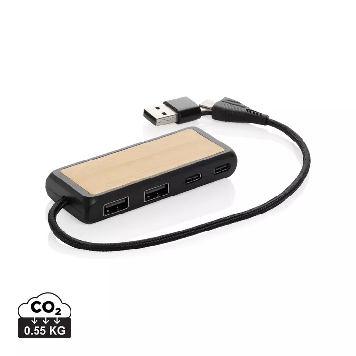 Link RCS kaksoistulo USB-hub kierrätysmuovia ja bambua - Muu tekniikka - P308.5601 - 1