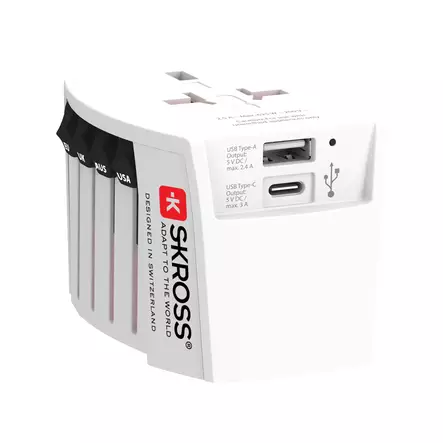 SKROSS World Travel MUV 2-napainen USB A ja C adapteri - Powerbankit ja laturit - RB1.302962 - 1